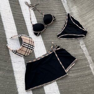 Vintage Burberry Nova Check 3 Piece Bikini Set